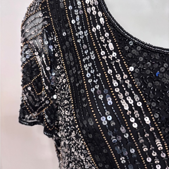 Macys 28th & Park Black Sequined Sheer Top New with all tags - Picture 3 of 12